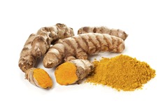 Ground turmeric and rhizomes