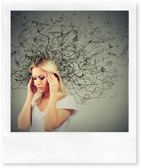 Thoughtful blonde woman with a mess in her head